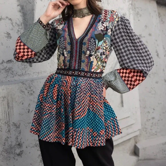 Anthropologie Bhanuni by Jyoti Onyx Top - Size - Picture 1 of 8